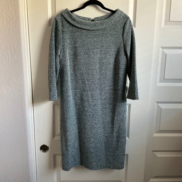 Talbots Knit Tweed Sweater Dress - Black/Green - Size Large - Picture 1 of 8